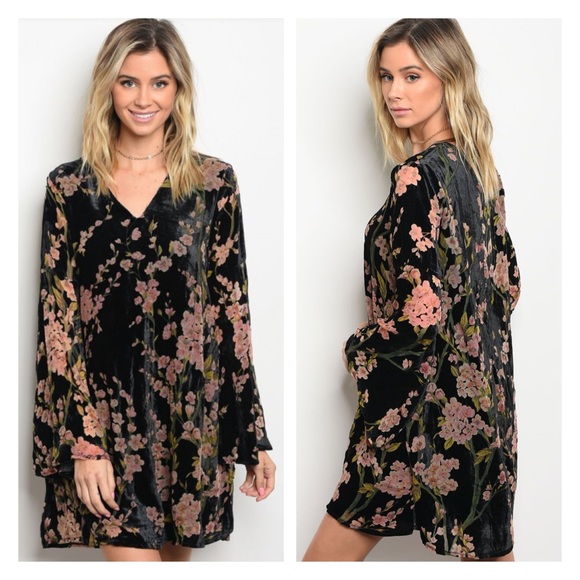 Floral velvet burn out dress - Picture 2 of 6